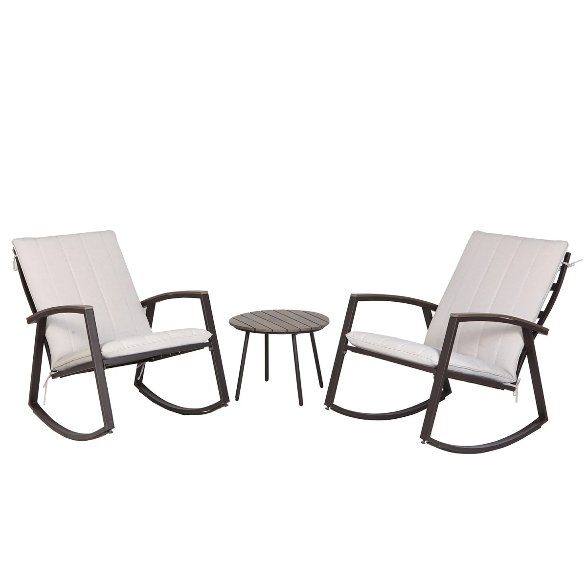 Bayside 3-Pc. Seating Set, 2 Rocking Chairs + Table,Brown Wicker/Aluminum