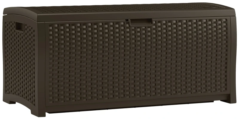 Deck Storage Box, Java Wicker-Look Resin, 46 x 21.6 x 22.5 In., 73 Gals.