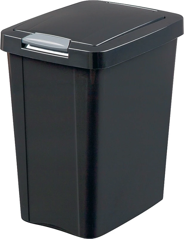 Kitchen Wastebasket, Touch Top, Black, 7.5-Gal.