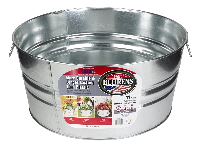 Wash Tub, Galvanized Sheet Steel, Round, 10-1/2 Gallons