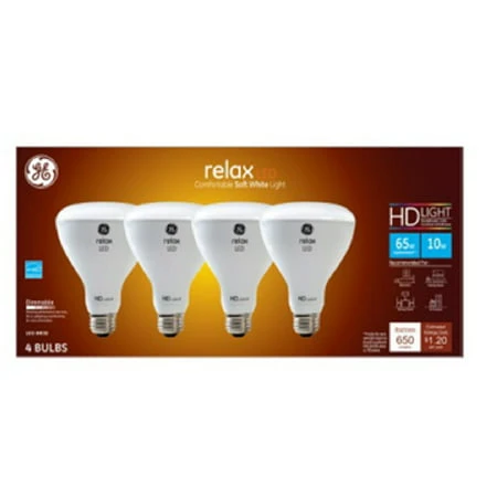 Relax HD LED Light Bulbs, Soft White, 9 Watt, 4-Pk.