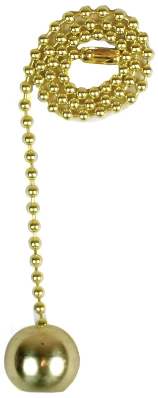 Lamp Pull Chain, Brass Ball, 12-In.