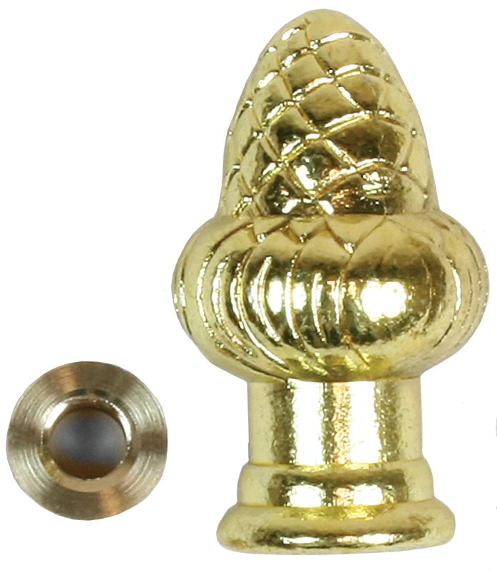 Lamp Finial, Acorn, Brass Finish, 1.5-In.
