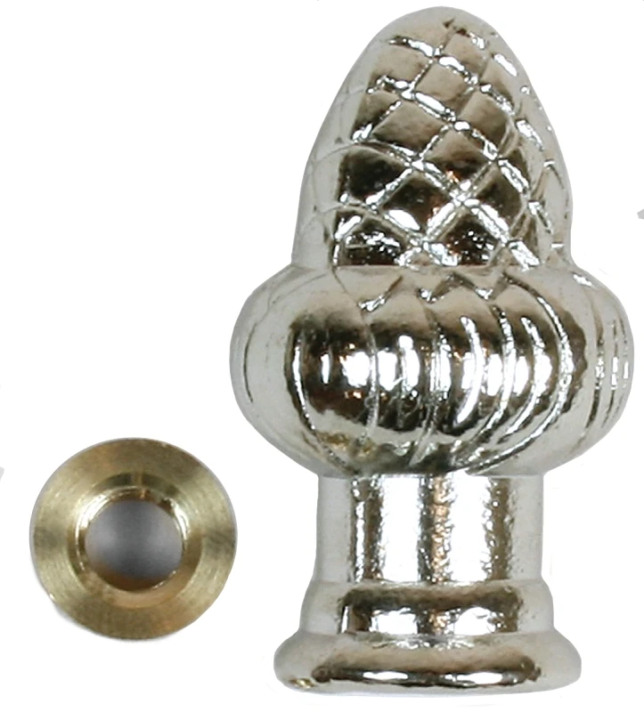 Lamp Finial, Acorn, Nickel Finish, 1.5-In.