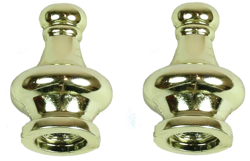 Lamp Finial, Pyramid, Brass Finish, 1.25-In., 2-Pk.