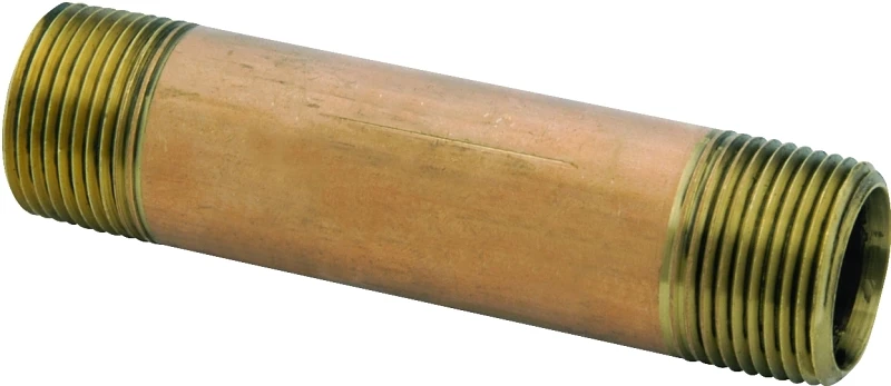 Red Brass Nipple, Lead Free, 1 x 6 In.