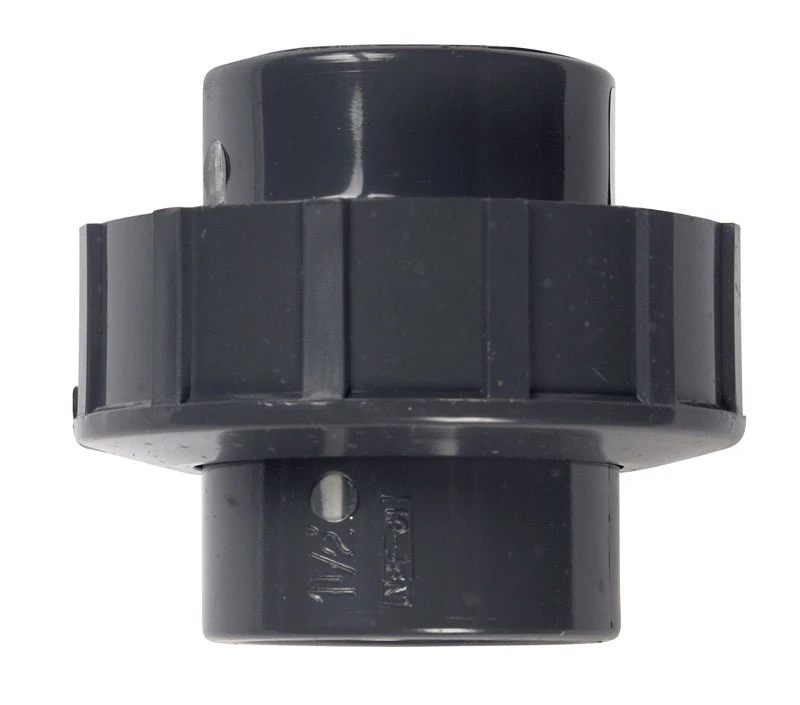 PVC Threaded Pipe Union, Gray, 1-1/2 In.