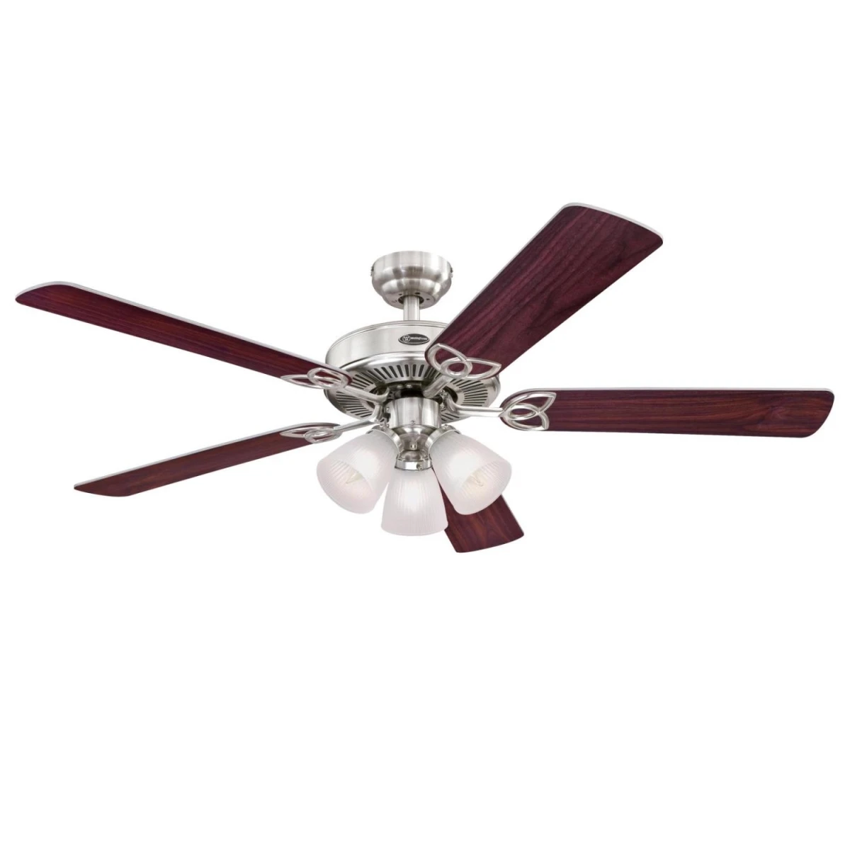 Vintage Ceiling Fan + Light Kit, Brushed Nickel, 52-In.