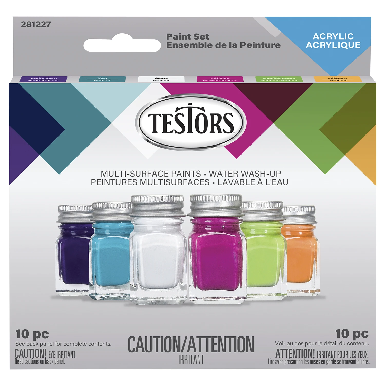 6-Color Trendy Colors Craft & Model Paint Set & Brushes, Acrylic, 1/4 oz. ea.