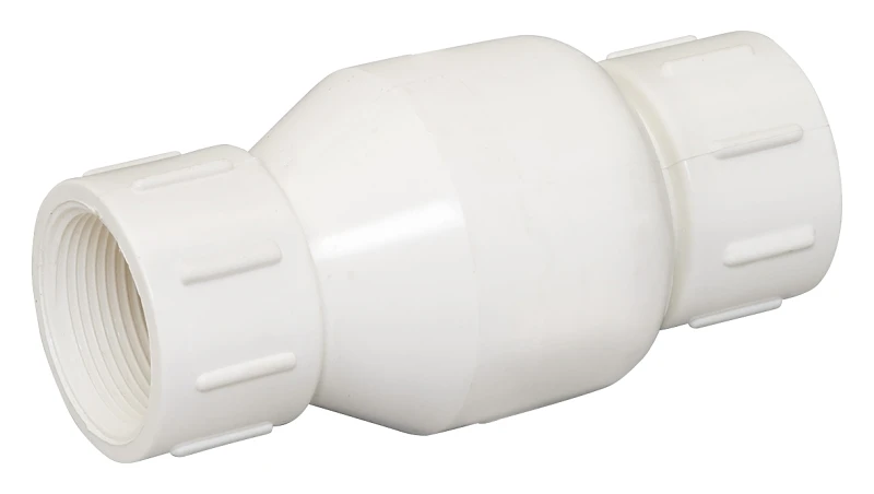 PVC Check Valve, Threaded, White, Schedule 40, 1-1/4 In.