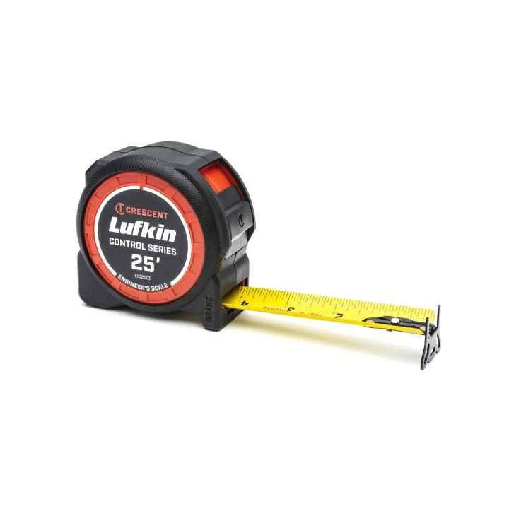 Lufkin Control Series Engineers Tape Measure, Lock Button, Matte Finish, 1-3/16 In. Wide, 25 Ft. Long