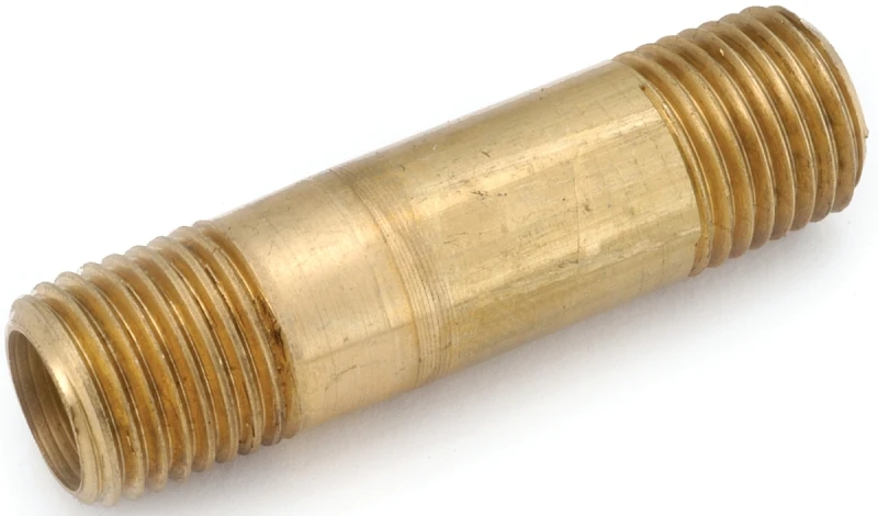 Pipe Fitting, Nipple, Yellow Lead Free Brass, 3/8 MP x 1/8 In.