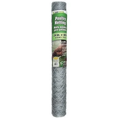 Galvanized Poultry Netting, 2 In. Mesh, 24 In. x 50 Ft.