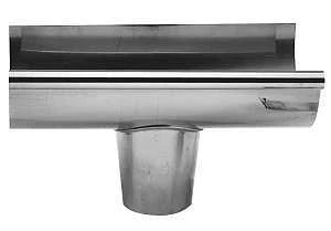 Gutter End With Drop Outlet, Galvanized, For Use With 5 In. Half Round Gutter