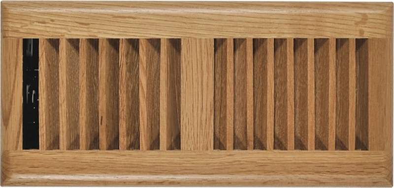 Floor Register, Oak Louvered Hardwood, 4 x 12 In.
