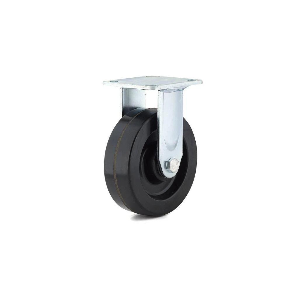Rigid Plate Caster, Phenolic Wheel, 6 In.