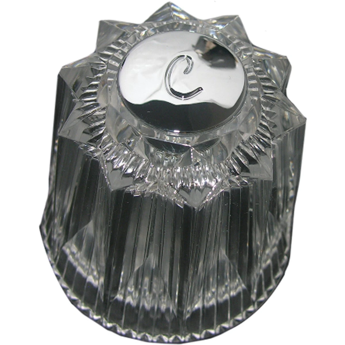 Windsor Hot Faucet Handle, Clear With Chrome Cold Button