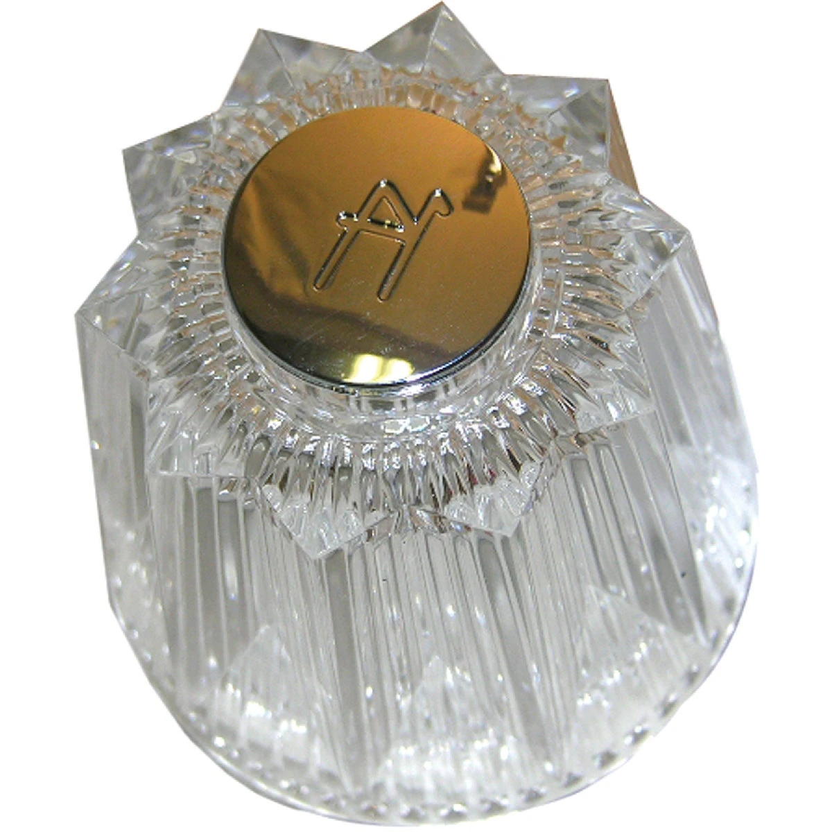 Windsor Hot Faucet Handle, Clear With Chrome Hot Button