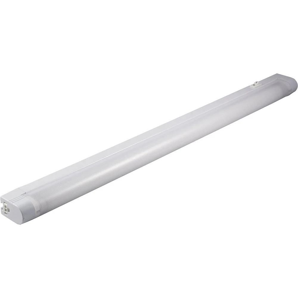 Under-Cabinet Fluorescent Light Fixture, White, Plug-In, 23-In.