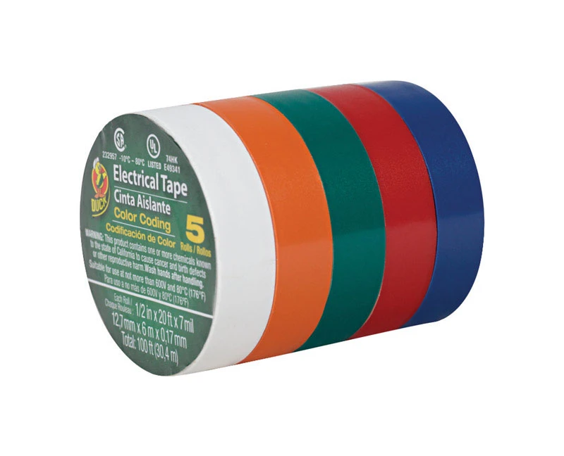 Assorted Vinyl Electrical Tape, 20 Ft. Rolls, 5-Pk.