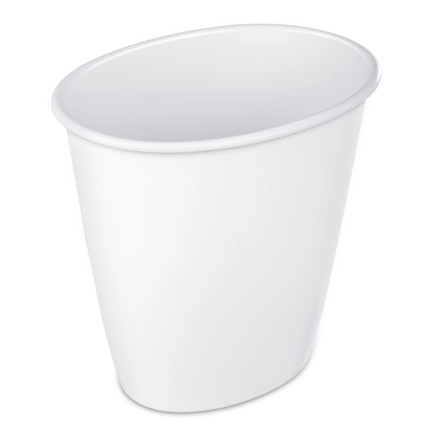 Oval Vanity Wastebasket, White, 1.5-Gal.