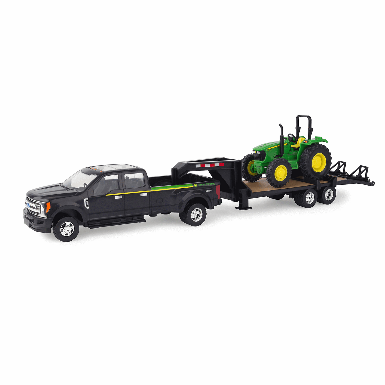 John Deere Tractor With Ford F-350 & Gooseneck Trailer Hauling Set, 1:32 Scale