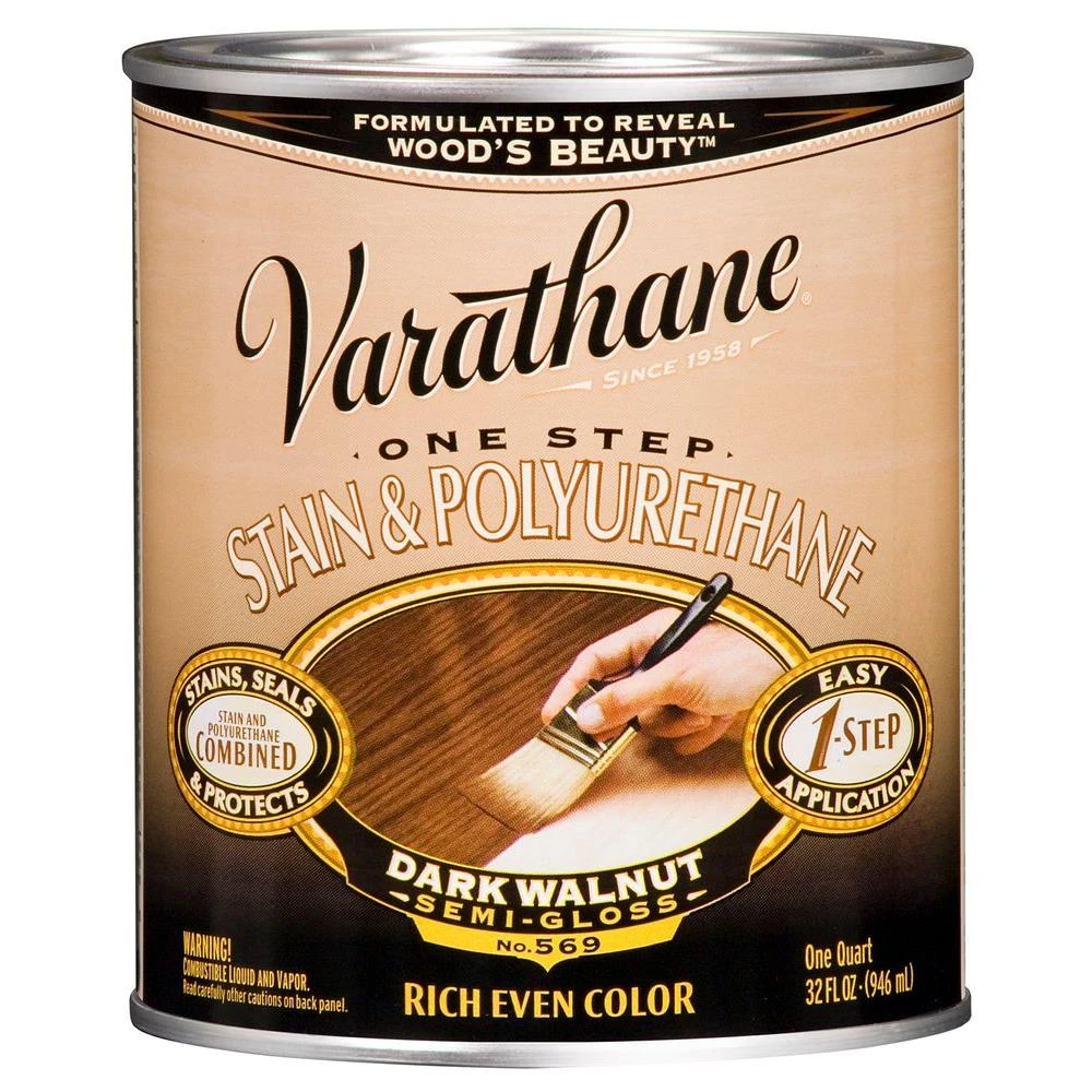 Dark Walnut Wood Stain & Polyurethane, Qt.