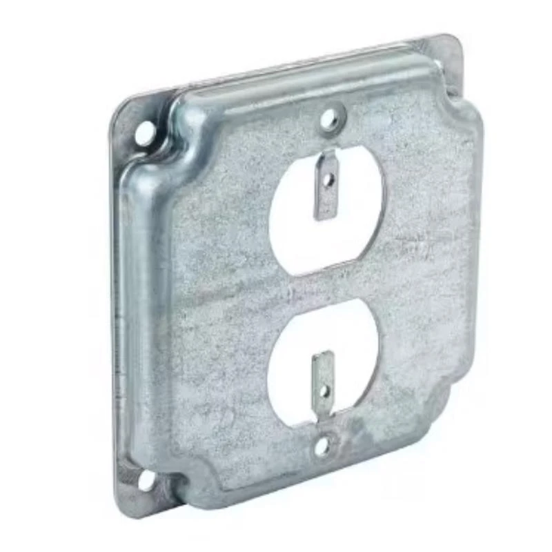 Duplex Receptacle 4 In. X 4 In. Square Steel Device Cover