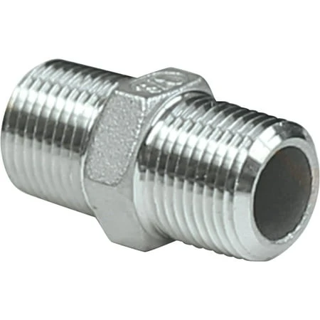 Stainless Steel Hex Nipple 1/2 Inch X 3/4 Inch, Durable Plumbing Connector