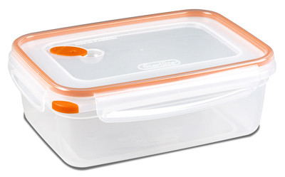 Ultra-Seal Food Container, Rectangle, Clear/Tangerine, 8.3-Cups