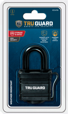 Keyed Padlock, Laminated Steel, All-Weather Cover, 1-9/16-In.