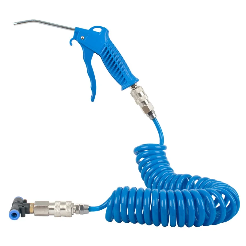 AIR DUSTER GUN SET 4PCE AIR GUN & 5M X 8MM OD SPIRAL PU HOSE & COUPLER