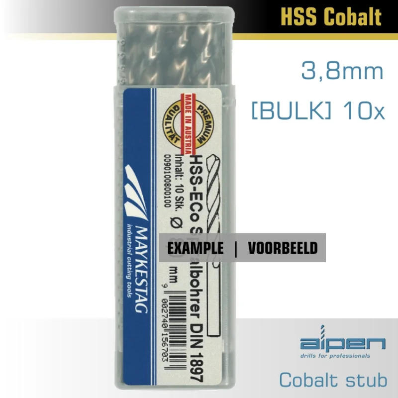 ALPEN COBALT DRILL SHORT BULK 3.8MM