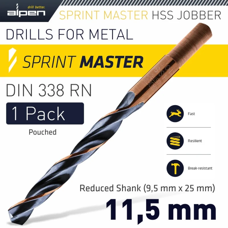 ALPEN SPRINT MASTER 11.5 MM REDUCED SHANK 9.5X25 POUCHED