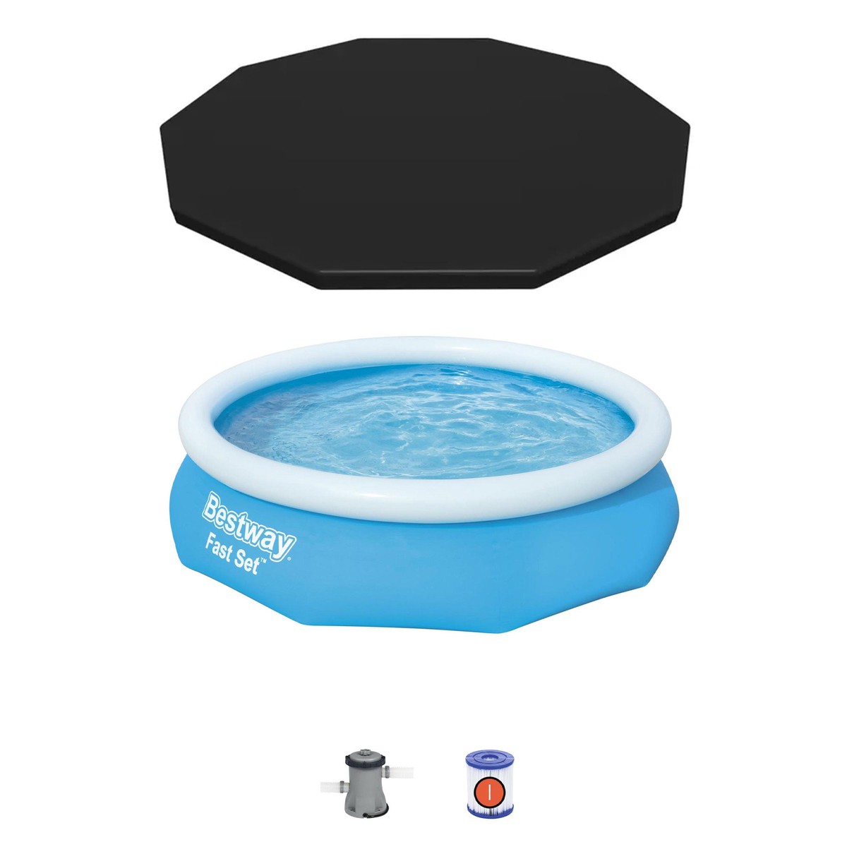 Bestway 10' x 30" Fast Set Inflatable Above Ground Pool w/ Filter Pump & Cover