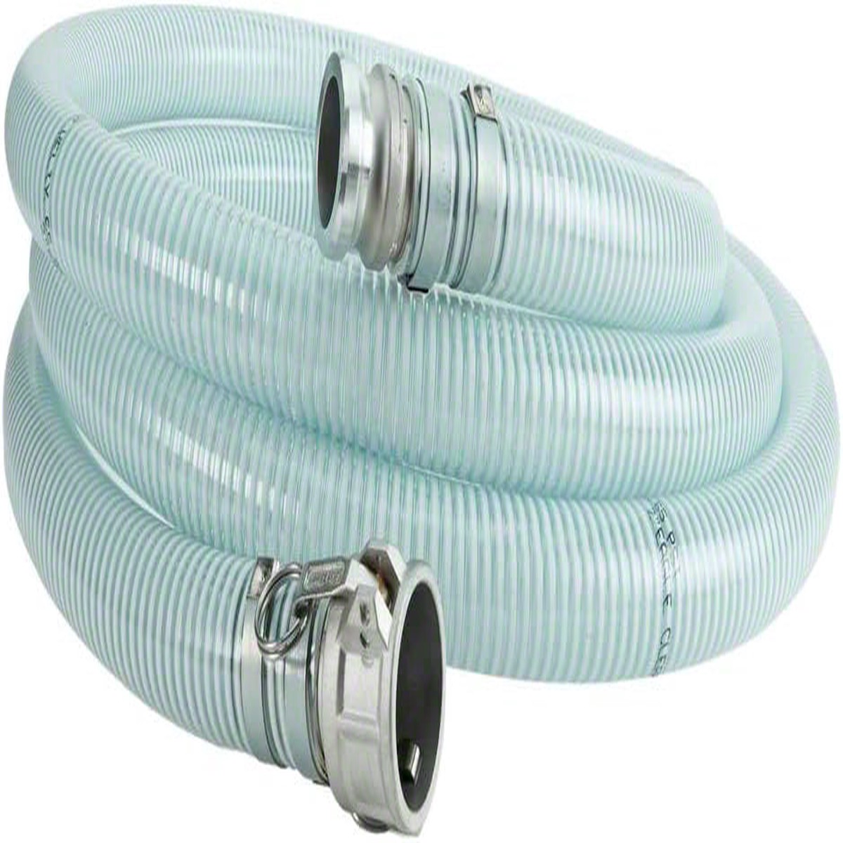 Camlock Suction Hose - 1-1/2 Inch x 20 Feet - Clear