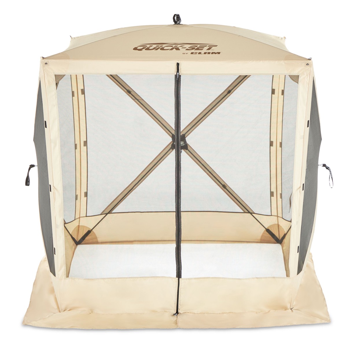 CLAM Quick-Set Traveler 6 x 6 Ft Portable Outdoor 4 Sided Canopy Shelter, Tan