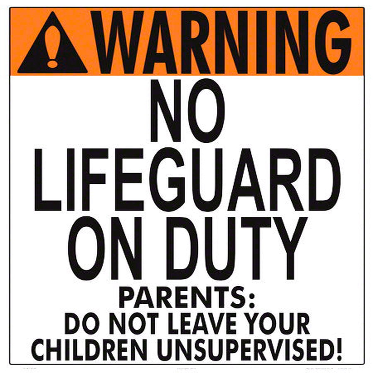 DC No Lifeguard (For Wading Pool) Sign - 18 x 24 Inches on Styrene Plastic
