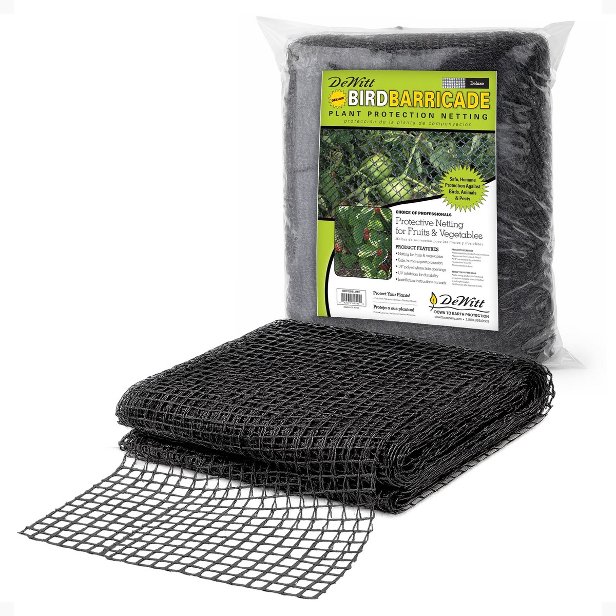 DeWitt 14x45 Ft Deluxe Bird Barricade, Garden Mesh Netting for Plant Protection