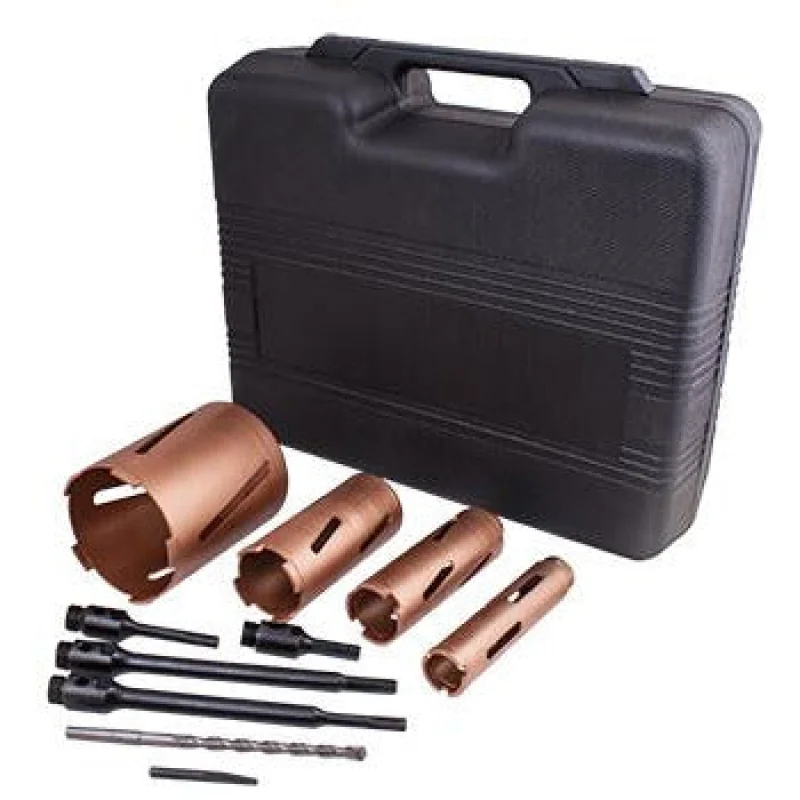 DIAMOND CORE BIT SETS 10PCS IN BLOW MOULD CASE 38 52 65 117MM