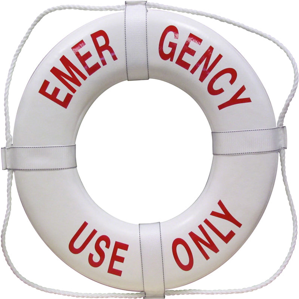 Emergency Use Only USCG Solid Foam 20 Inch Life Ring Buoy - White