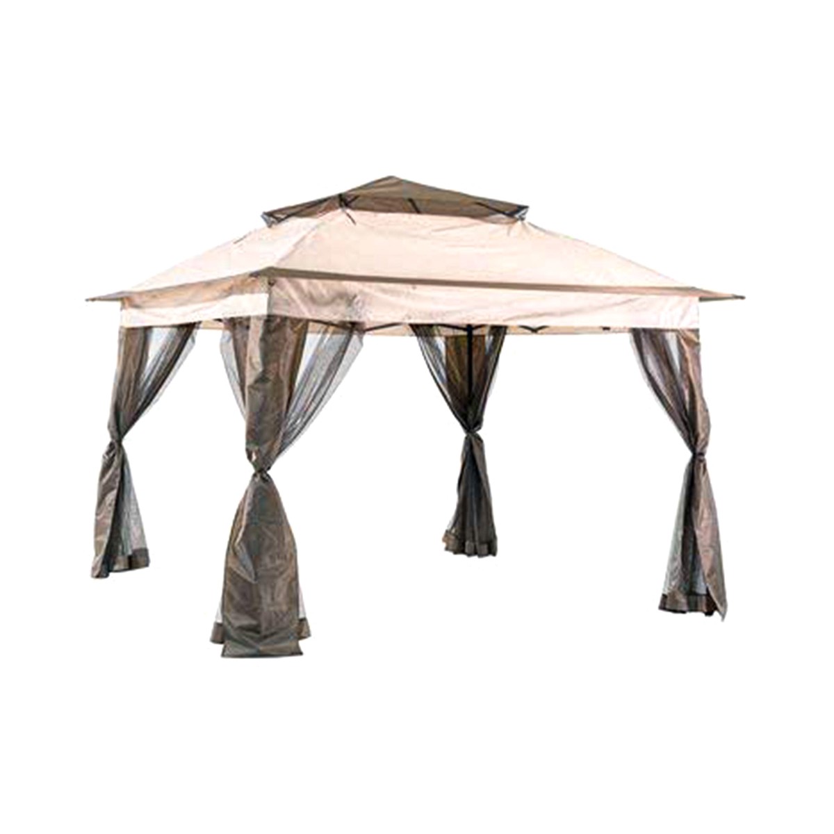 Four Seasons Courtyard 10 x 10 Steel Frame Pop Up Pagoda Gazebo, Brown/Black