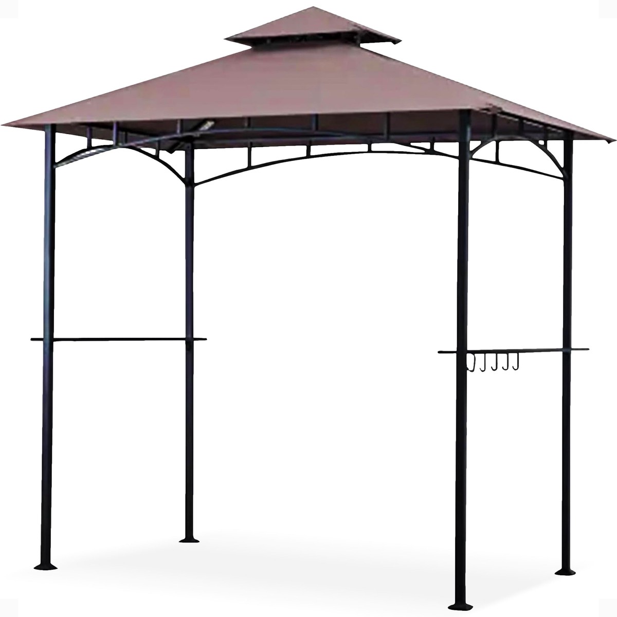 Four Seasons Courtyard Grill Gazebo w/ LED Lights and Powder Coated Frame, Brown
