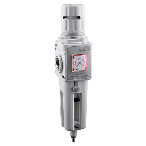 AIGNEP N030205231000, 1/2 in. NPT Manual Filter Regulator, FRL2, 20um, 0-8 Bar