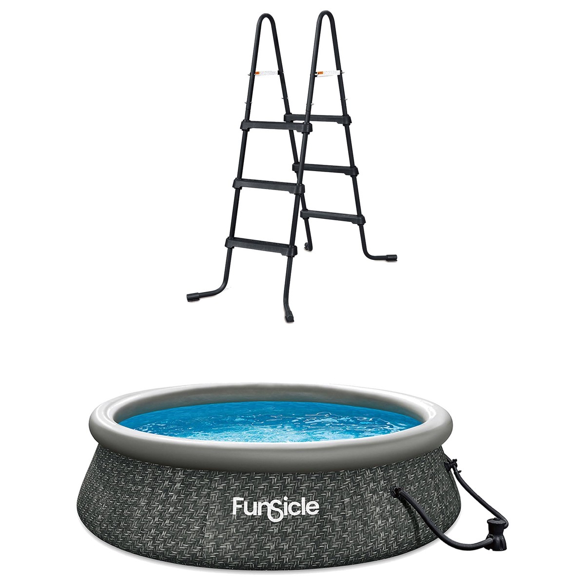 Funsicle 36 SureStep 3 Stair Pool Ladder w/ 10' x 30" QuickSet Inflatable Pool