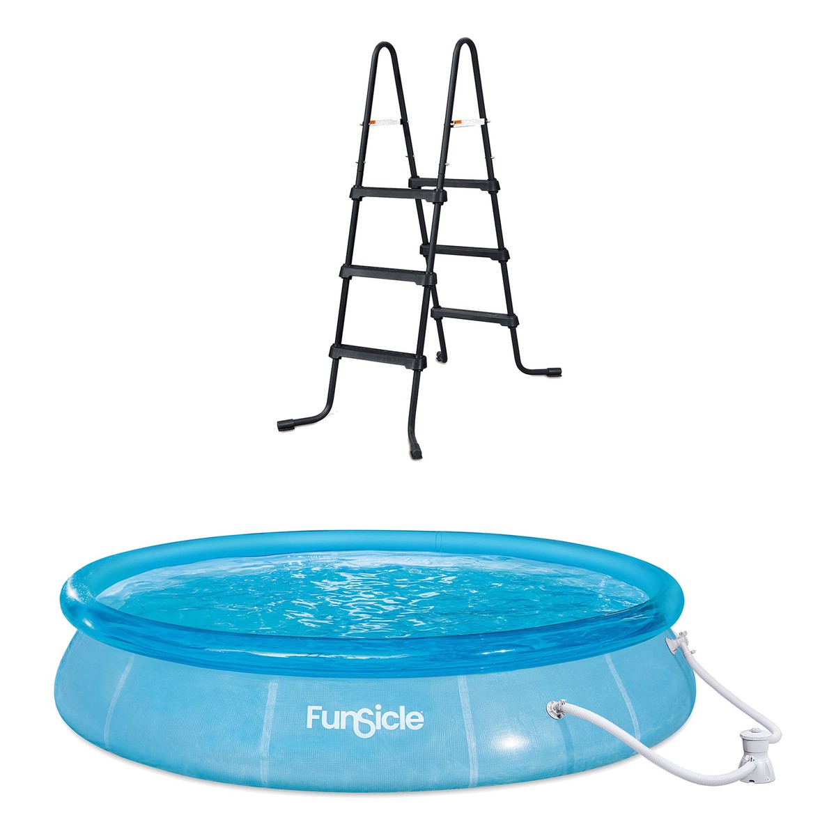 Funsicle 36 SureStep 3 Stair Pool Ladder w/ 12' x 30" QuickSet Inflatable Pool