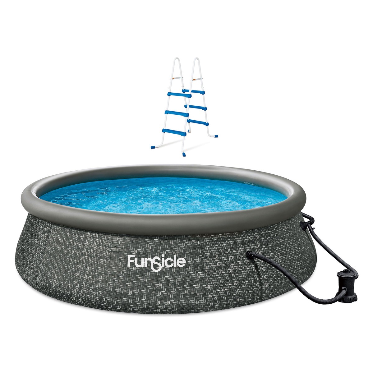 Funsicle 36 SureStep 3 Stair Pool Ladder w/ 12' x 36" QuickSet Inflatable Pool