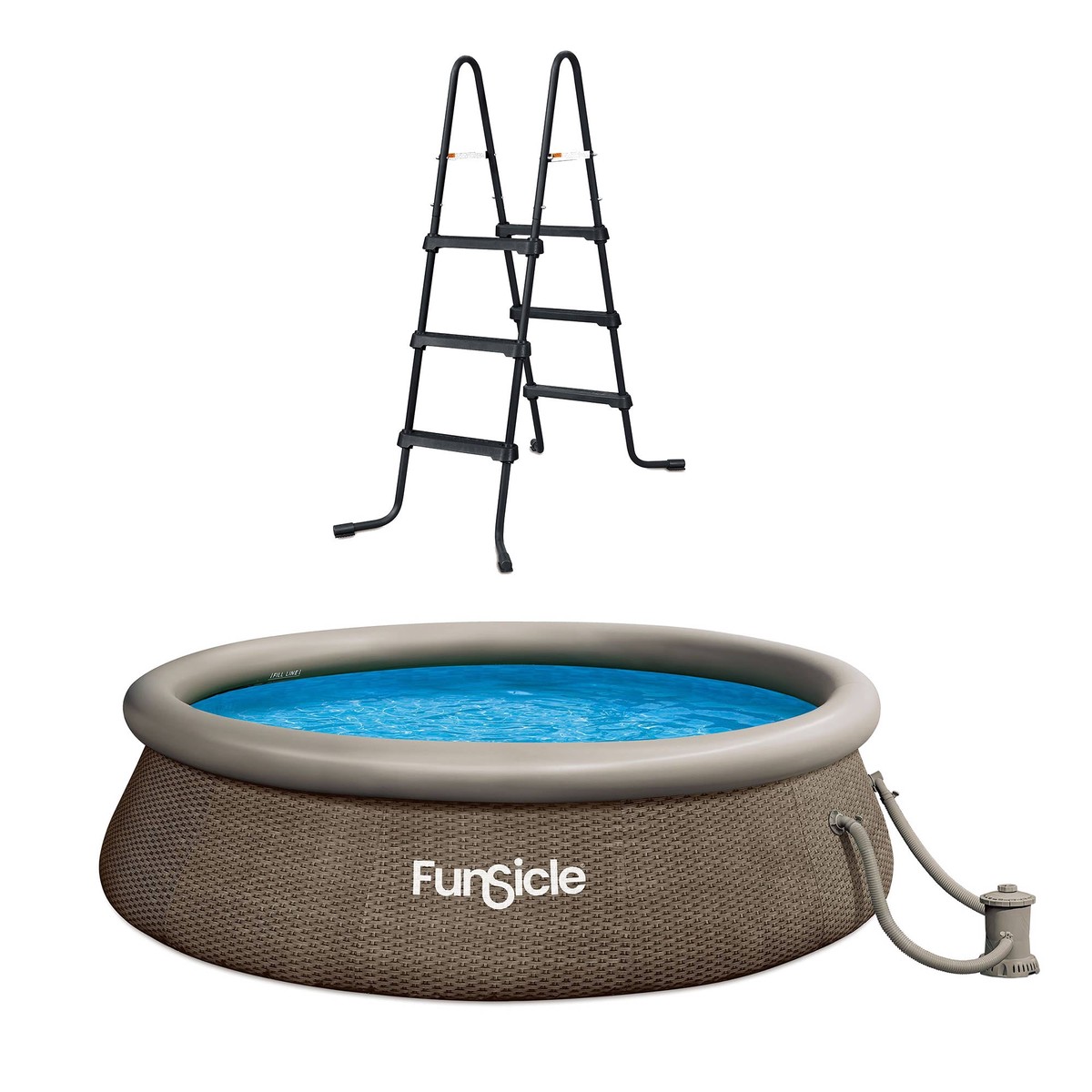 Funsicle 36 SureStep 3 Stair Pool Ladder with 12' x 36" QuickSet Ring Top Pool