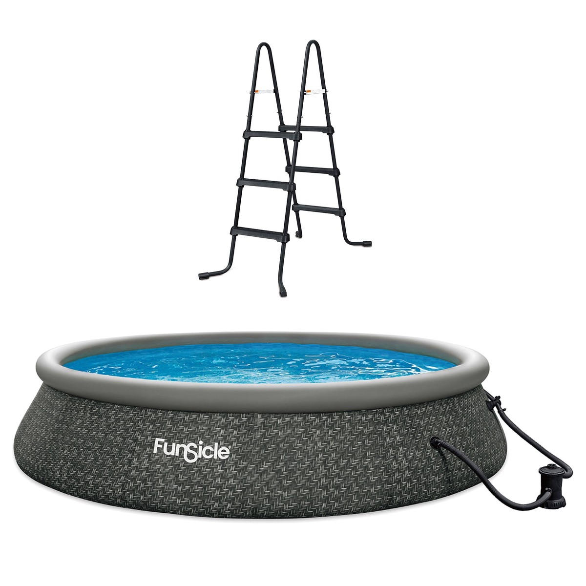 Funsicle 36 SureStep 3 Stair Pool Ladder with 15' x 36" QuickSet Ring Top Pool