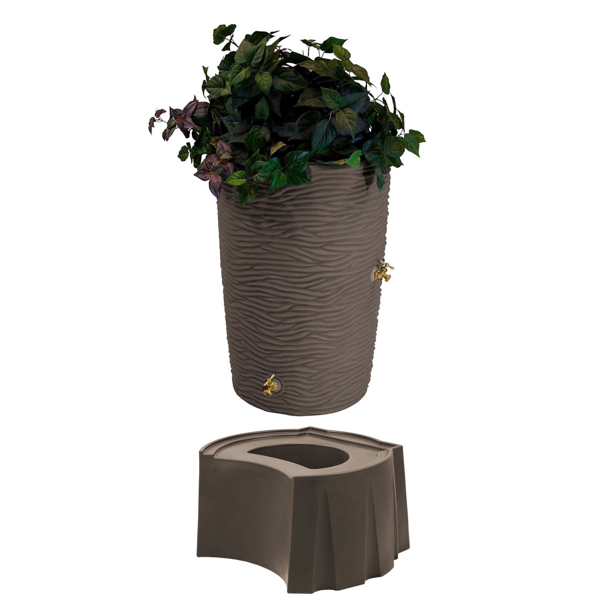 Good Ideas Impressions 50 Gallon Palm Trunk Barrel & Universal Rain Barrel Stand